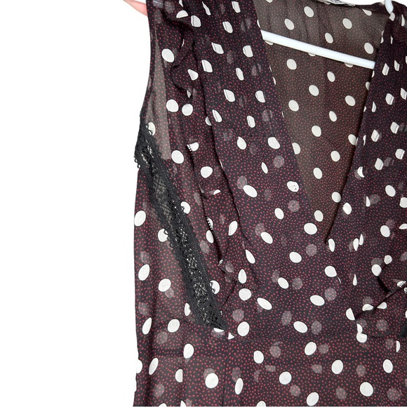 Veronica Beard Elle Polka-Dot 100% Silk Chiffon Top Black/Red/Cream Size 0 - Picture 4 of 16